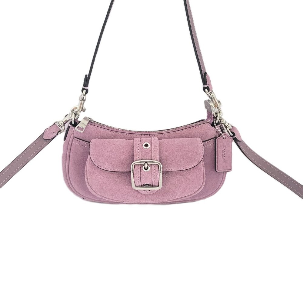 Coach CDB12 Ashton Mini Shoulder Bag Crossbody Handbag Light Violet Suede